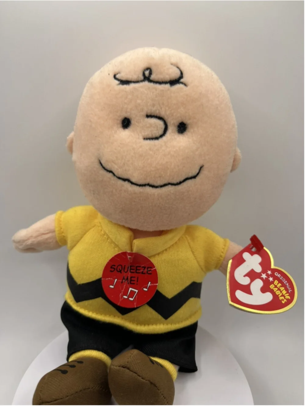 VTG Peanuts 2010 TY Beanie Baby Charlie Brown NEEDS BATTERIES RETIRED WITH TAG
